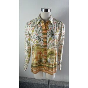 Sigrid Olsen Collection Womens Small 100% Silk Floral Blouse Button Up Shirt